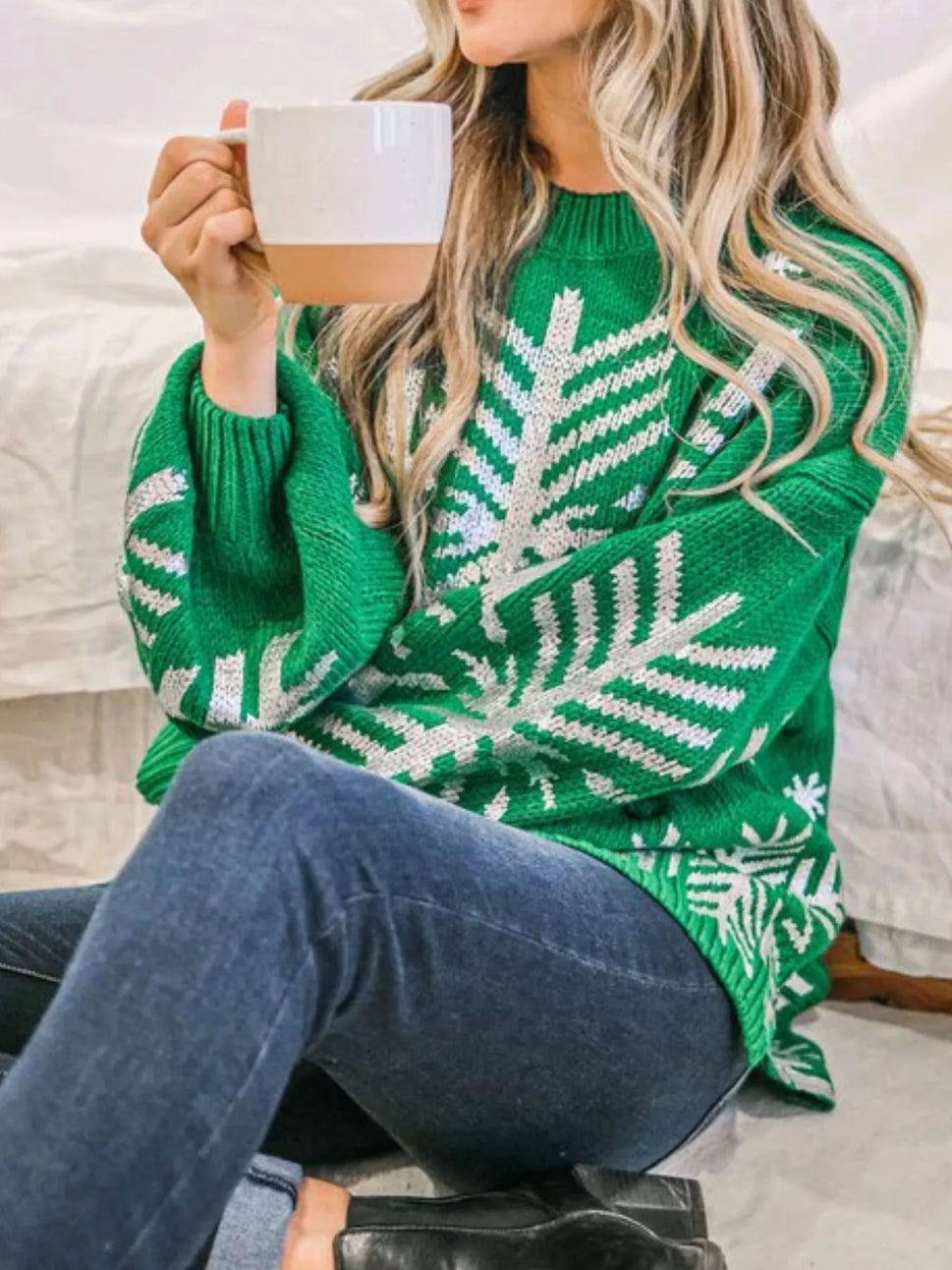 Christmas Snowflake Long Sleeve Sweater