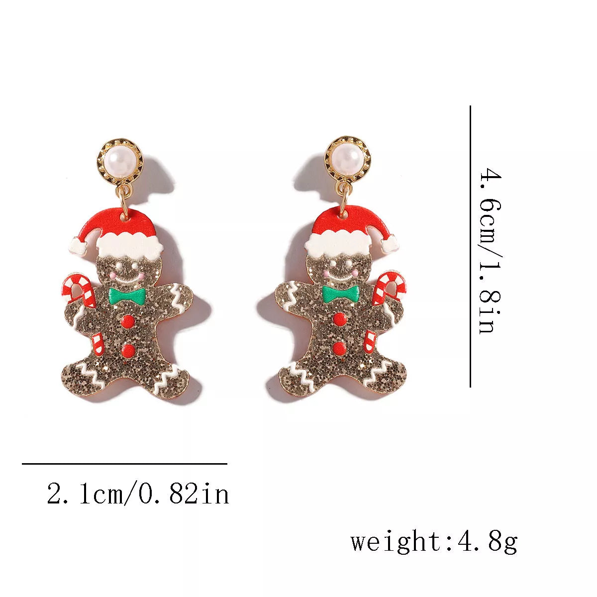 Christmas Gingerbread Man Dangle Earrings