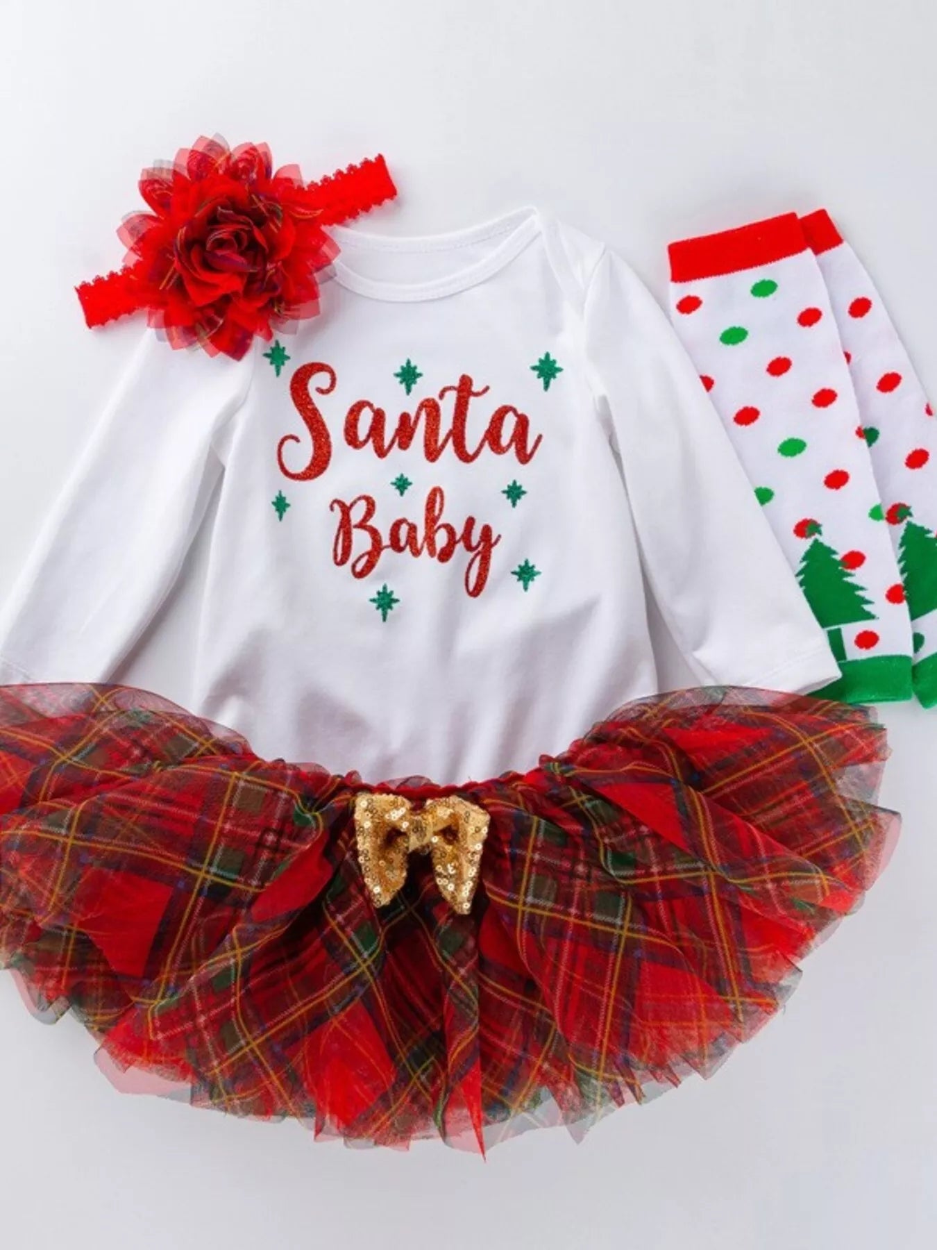 Children's Christmas Santa Baby 4 Piece Outfit Set
