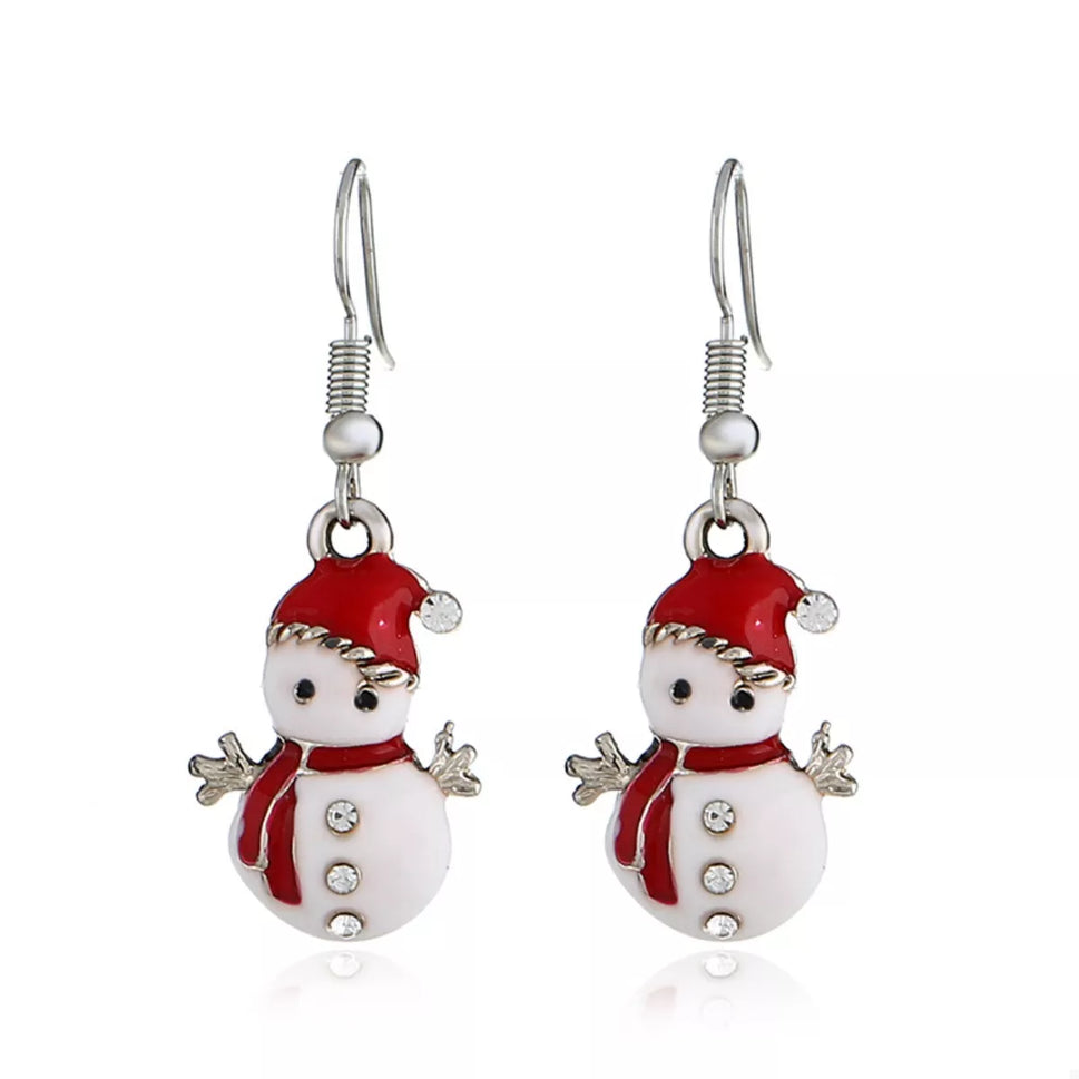 Christmas Snowman Drop Earrings