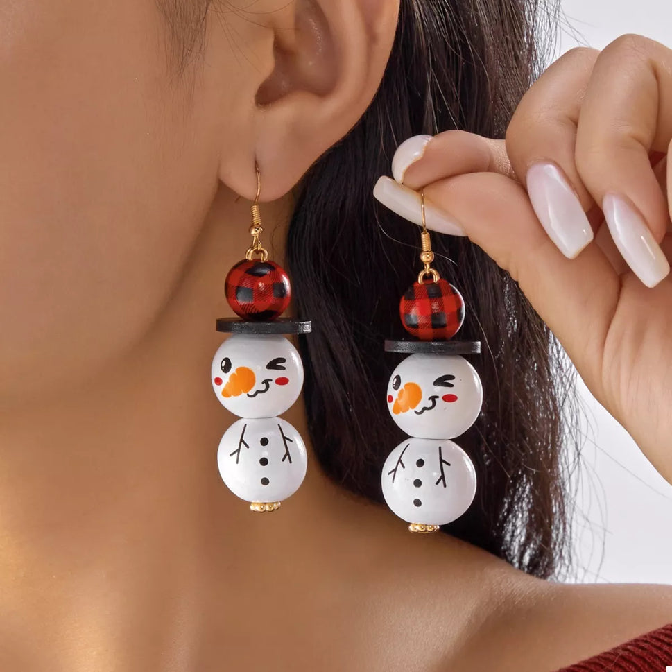 Christmas Snowman Dangle Earrings