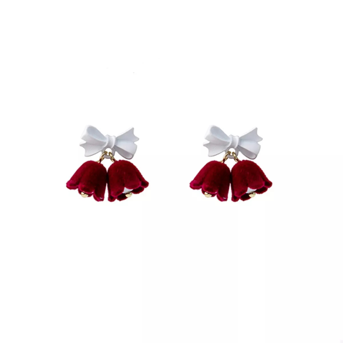 Velvet Bell Earrings with Bow