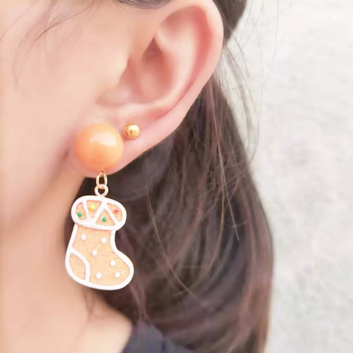 Christmas Gingerbread Man Drop Earrings