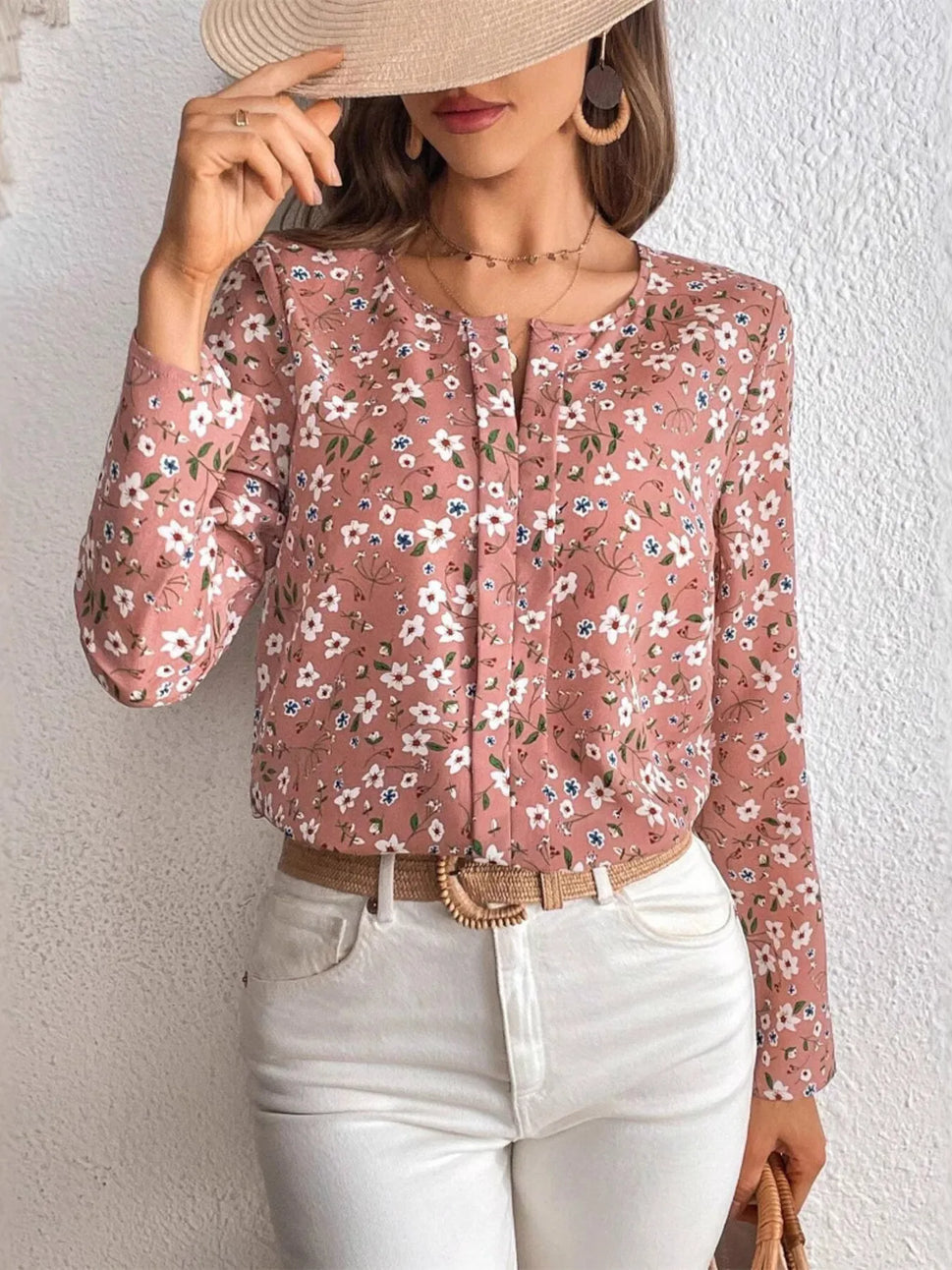 Floral Print Long Sleeve Blouse