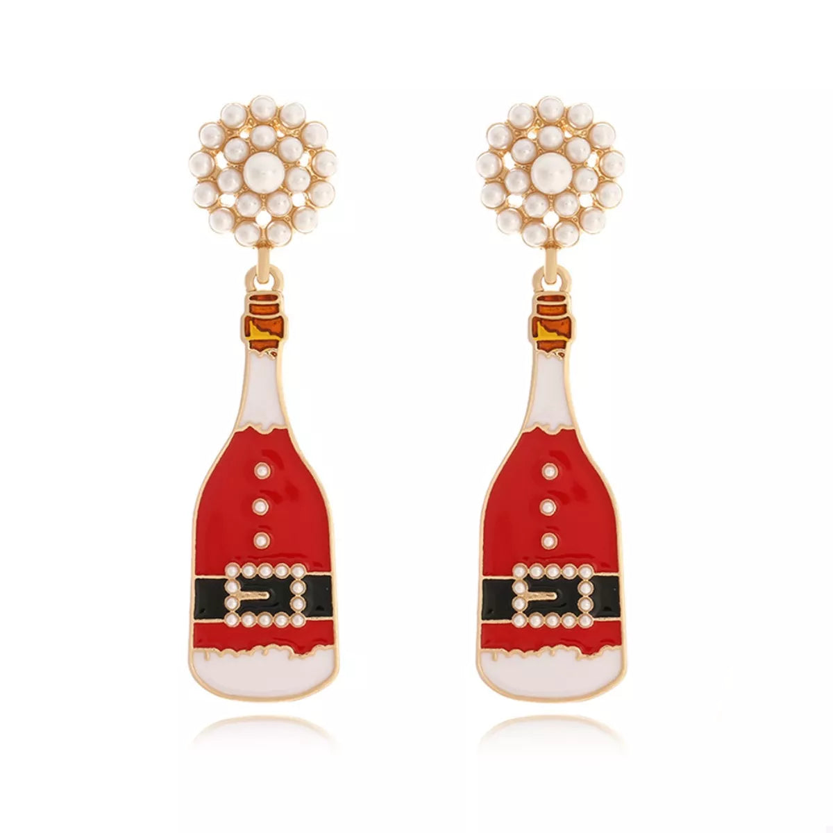 Christmas Champagne Bottle Drop Earrings