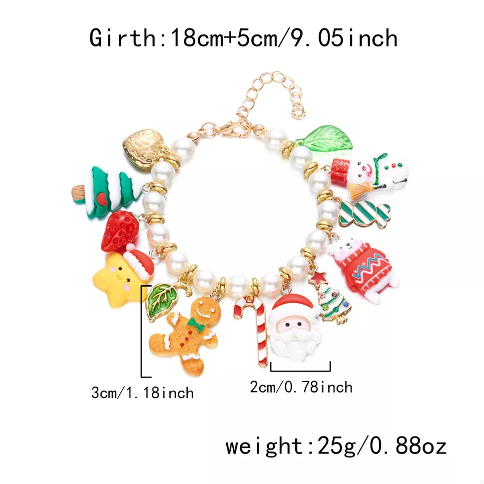 Christmas Charm Pearl Bracelet