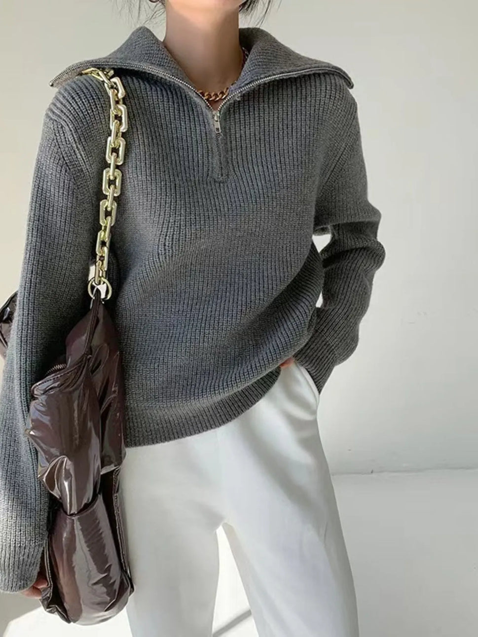 Half-Zip Long Sleeve Sweater