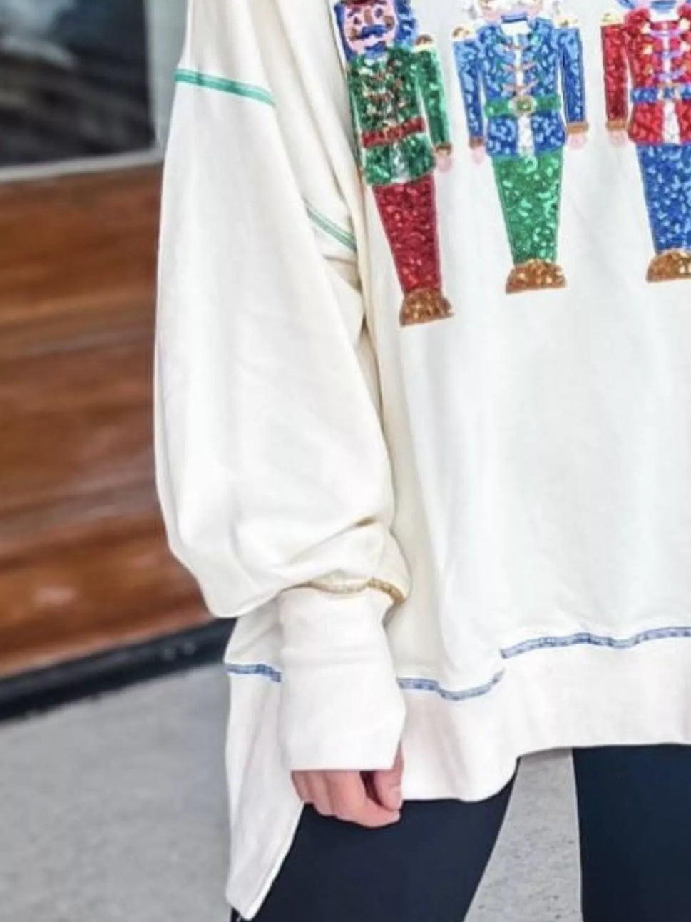Christmas Nutcracker Sequin Round Neck Sweatshirt