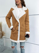 Switch Contrast Button Up Lapel Collar Long Sleeve Coat 3 image