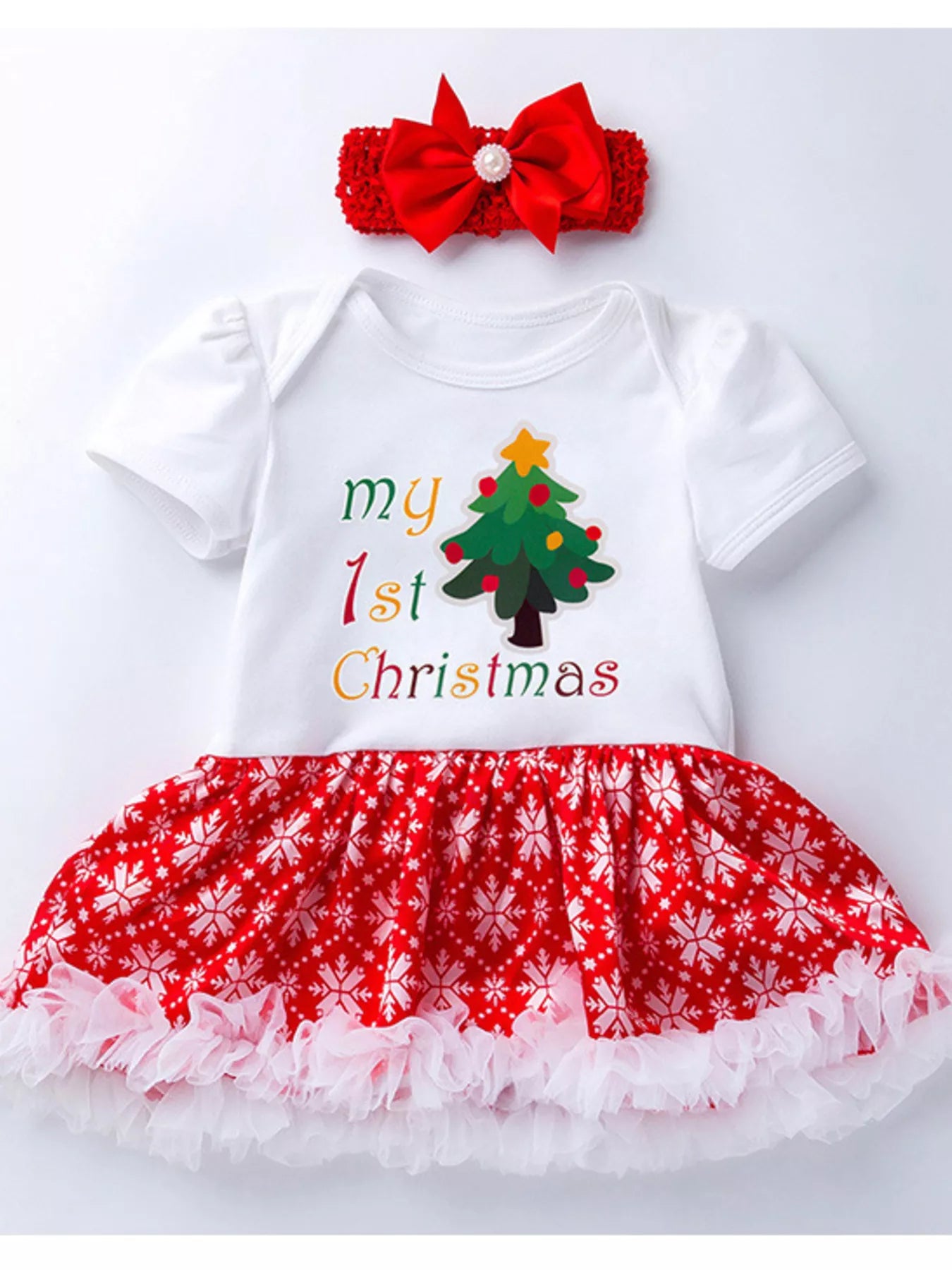 Children's Christmas One Piece Dress with Headband