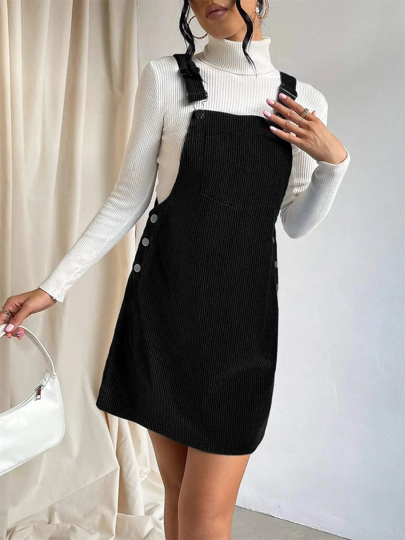 Square Neck Overall Mini Dress