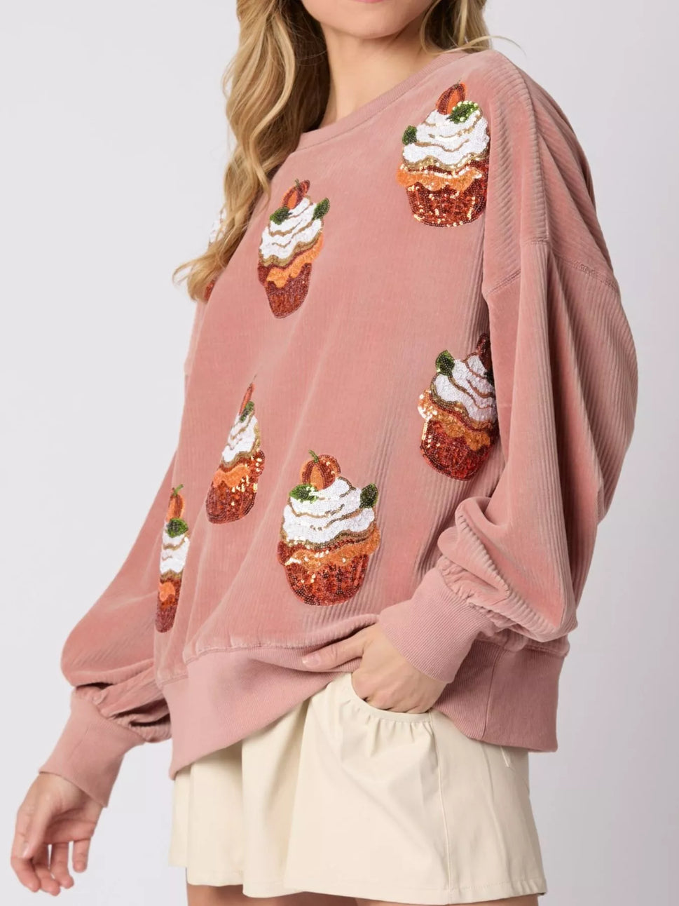Christmas Cupcake Dropped Shoulder Sweatshirt