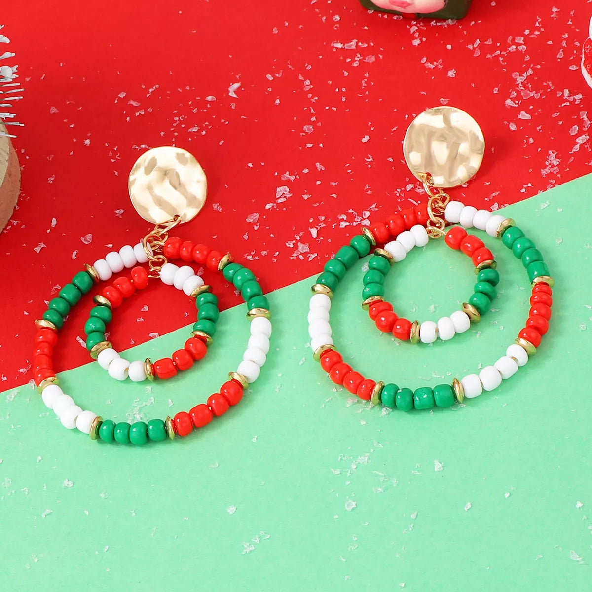 Christmas Beaded Hoop Earrings