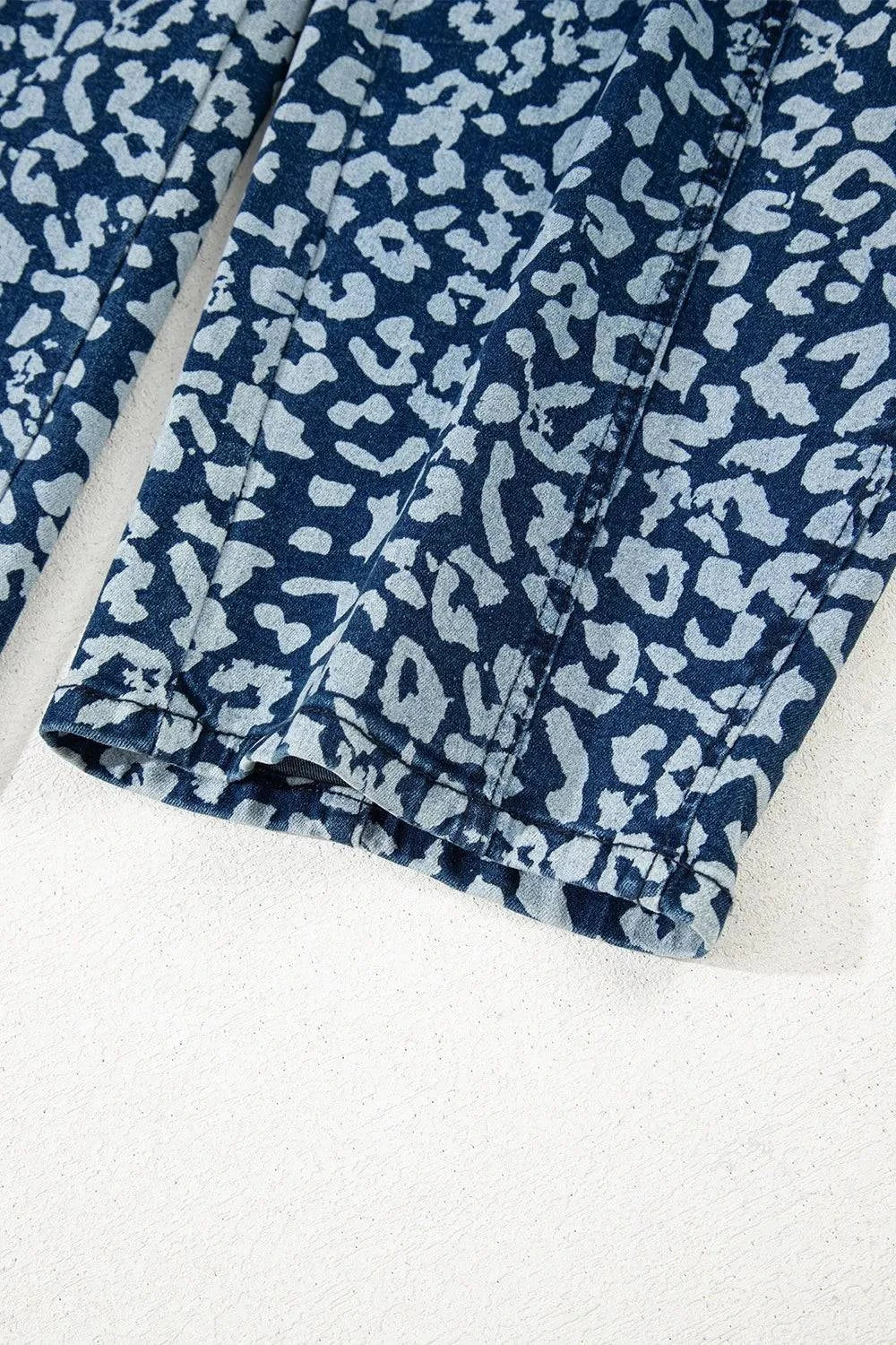 Leopard Print Wide Leg Jeans