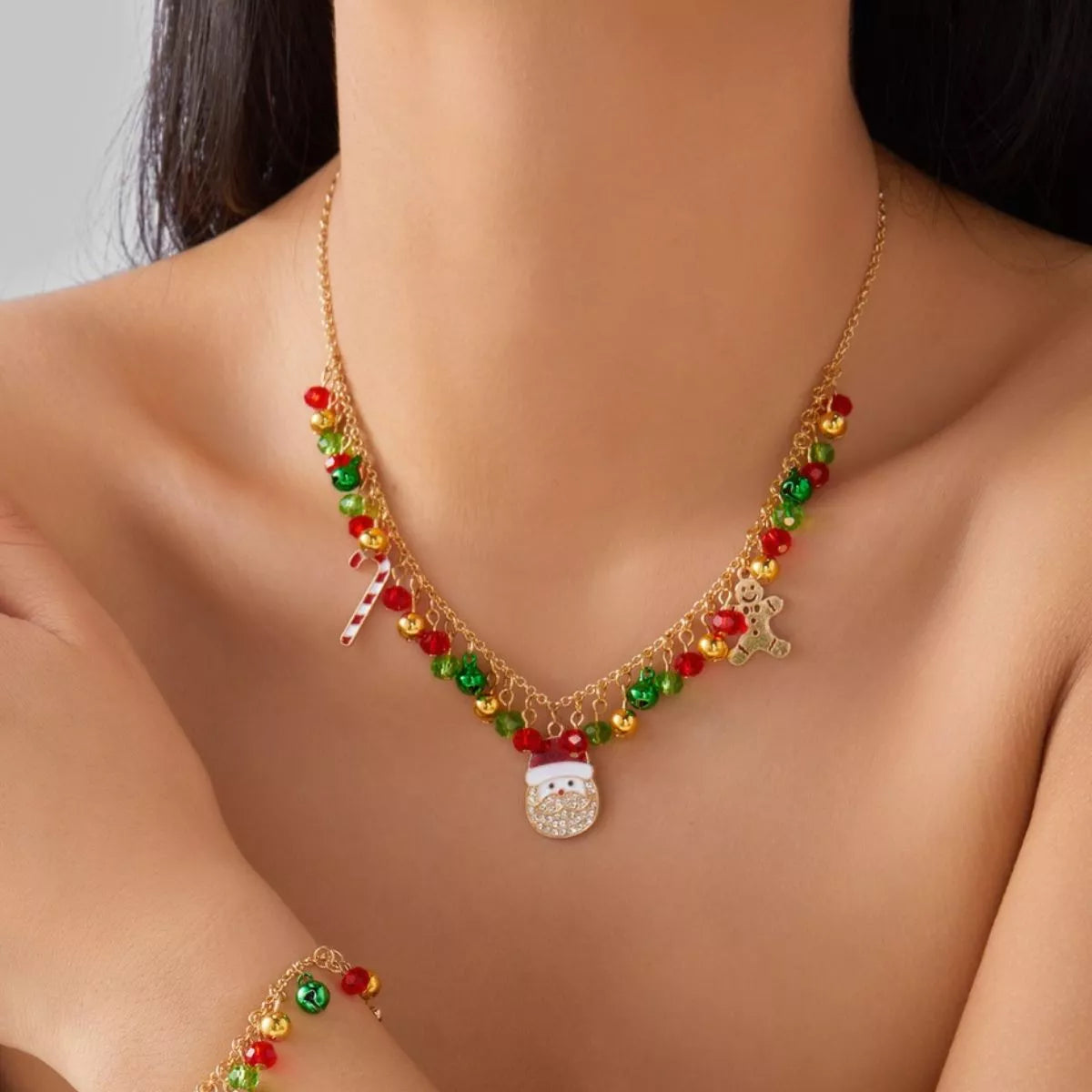 18K Gold-Plated Christmas Charm Necklace