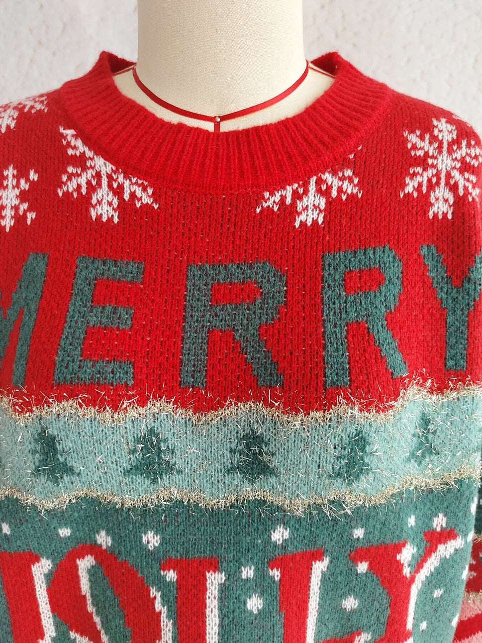 Christmas Letter Round Neck Long Sleeve Sweater