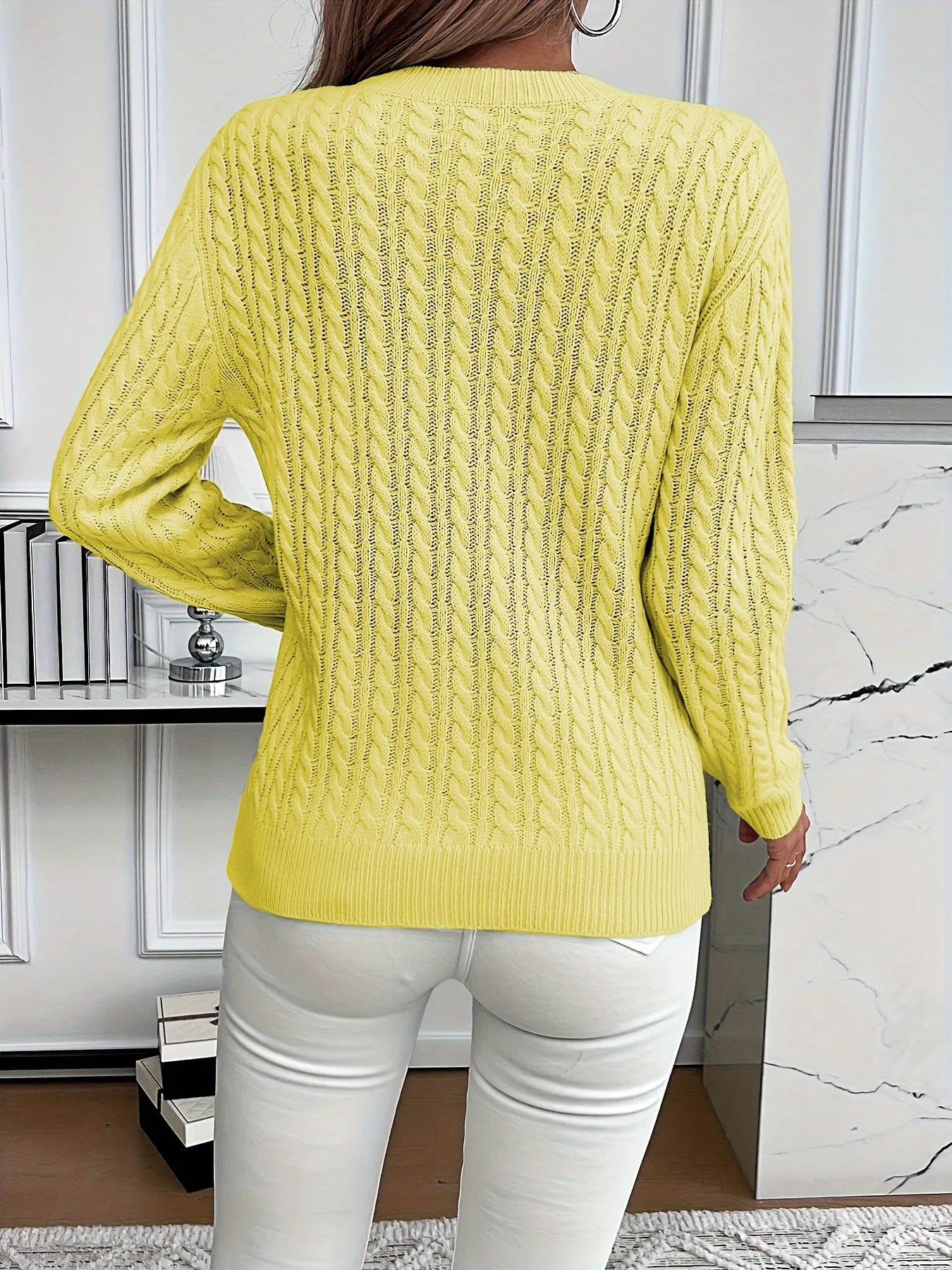 Cable Knit Round Neck Sweater