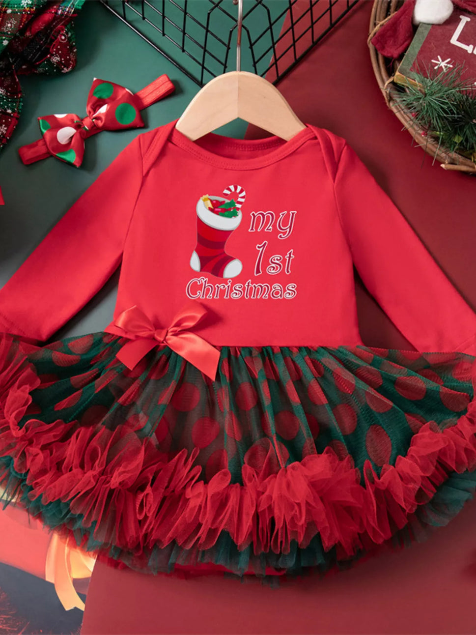 Children's Christmas Stocking Tulle Ruffle Dress