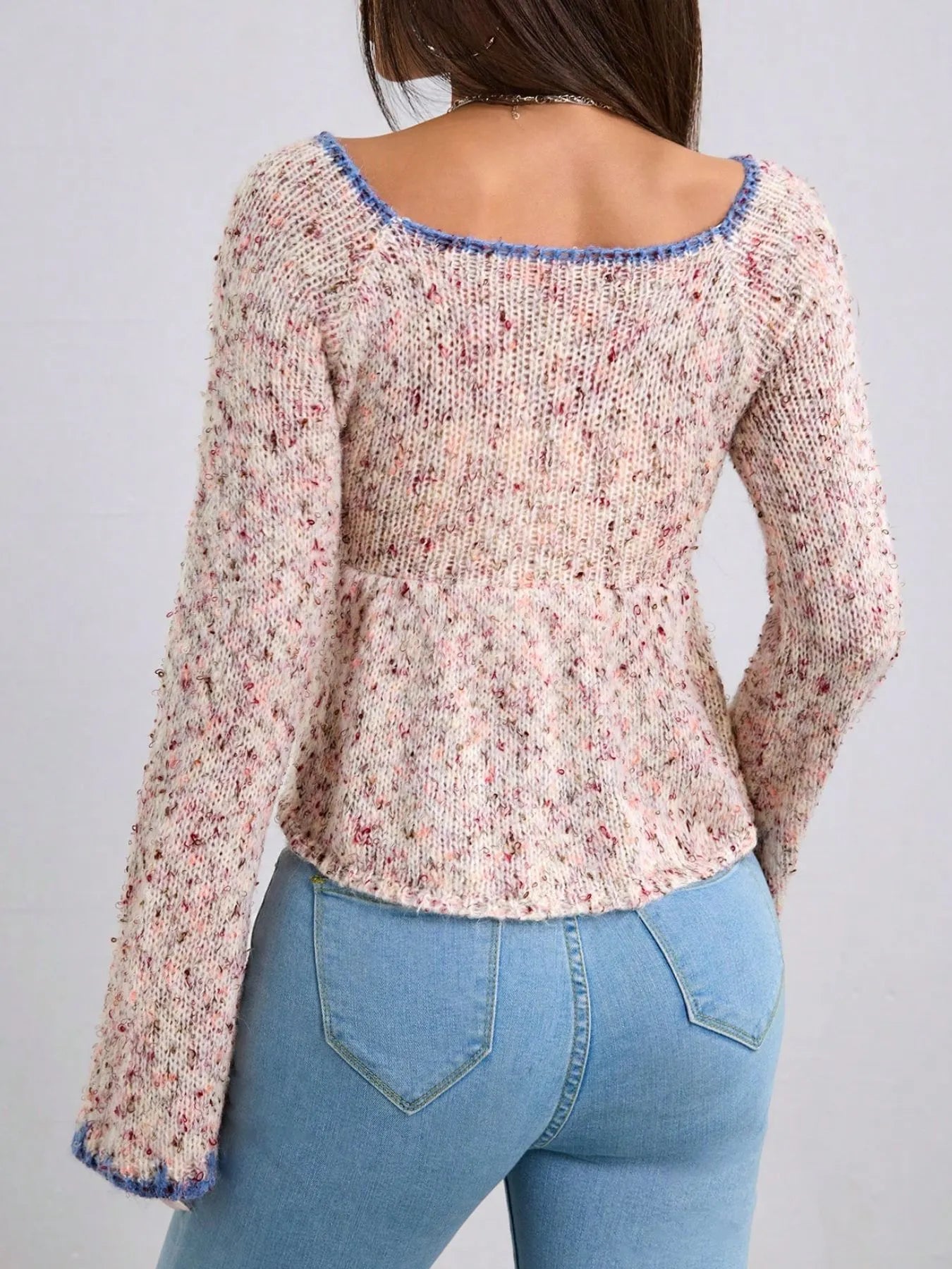 Tie Front Flare Sleeve Sweater