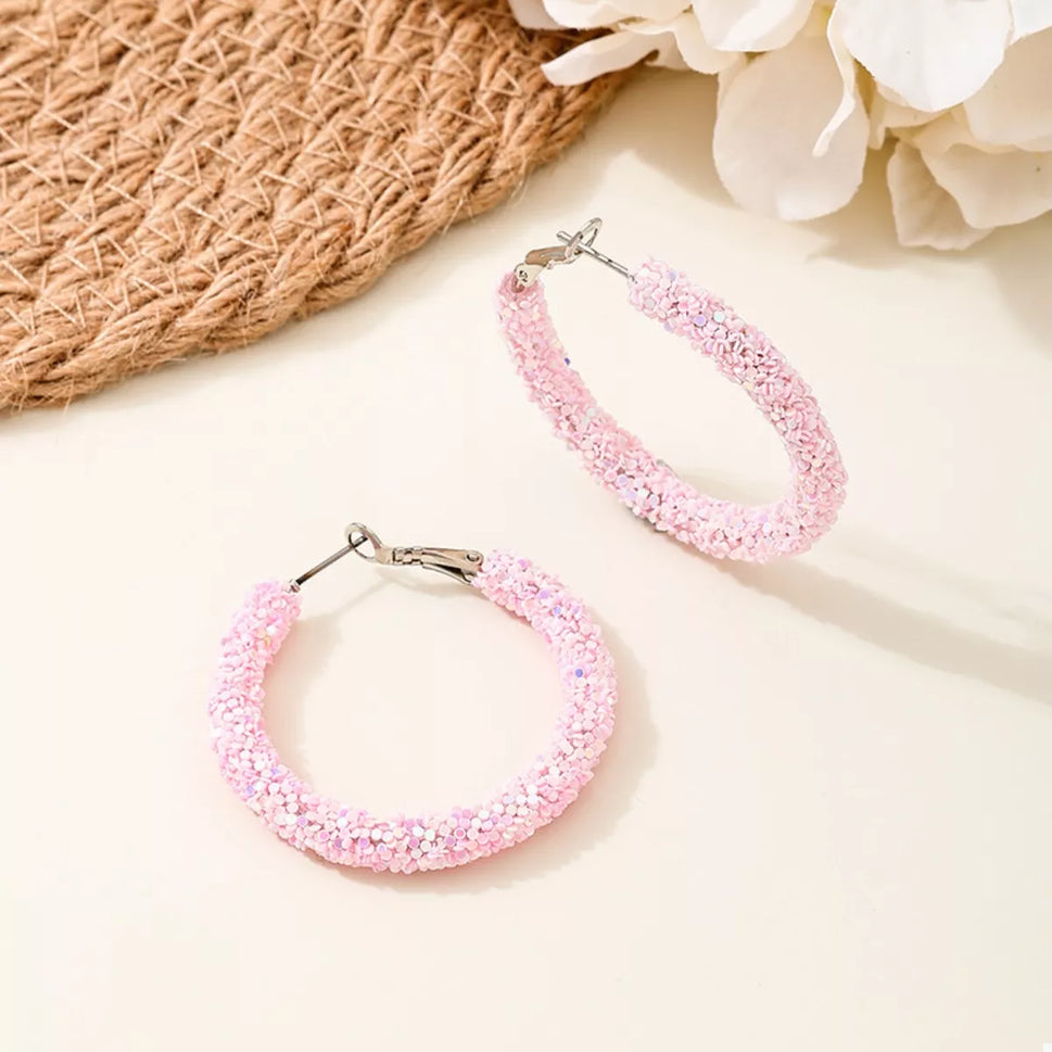 Sparkling Alloy Hoop Earrings