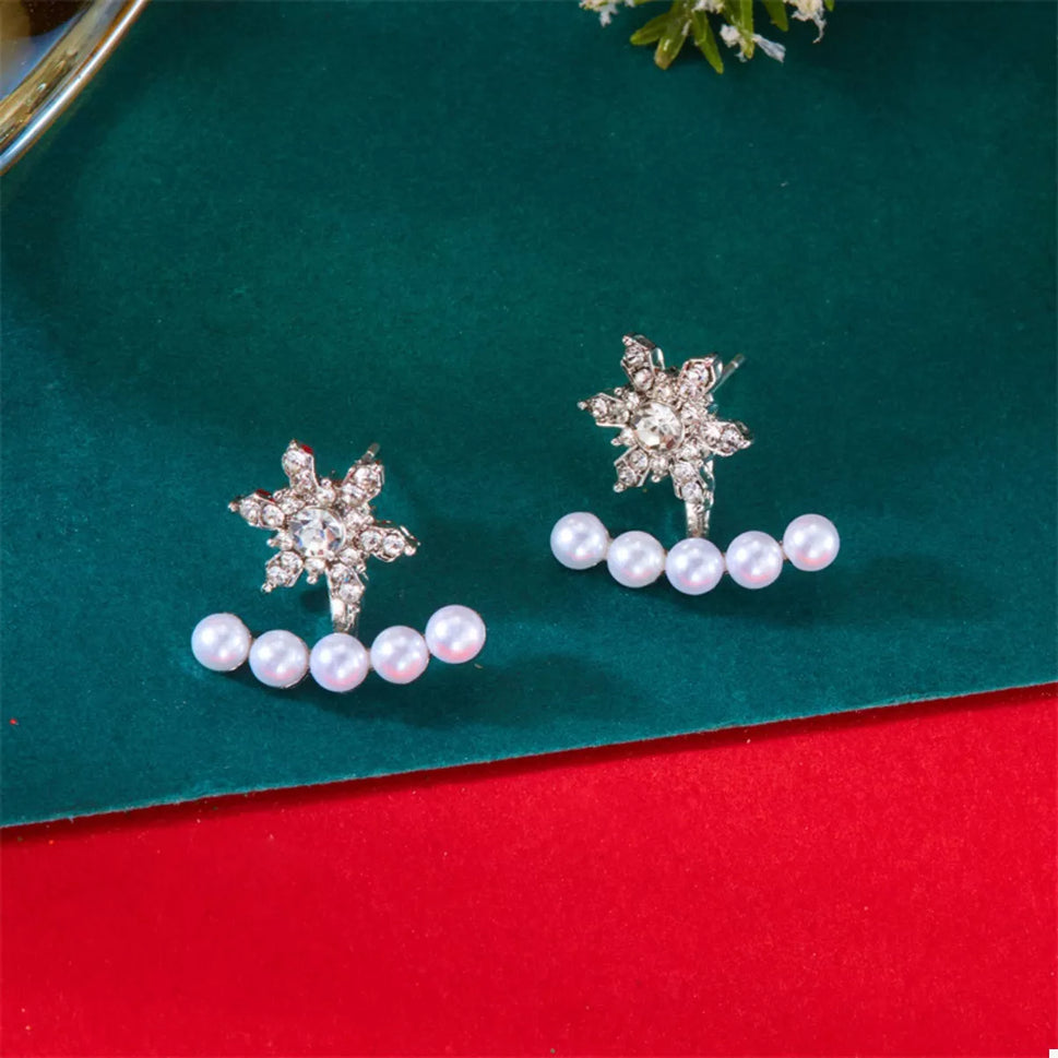 Christmas Snowflake Pearl Earrings