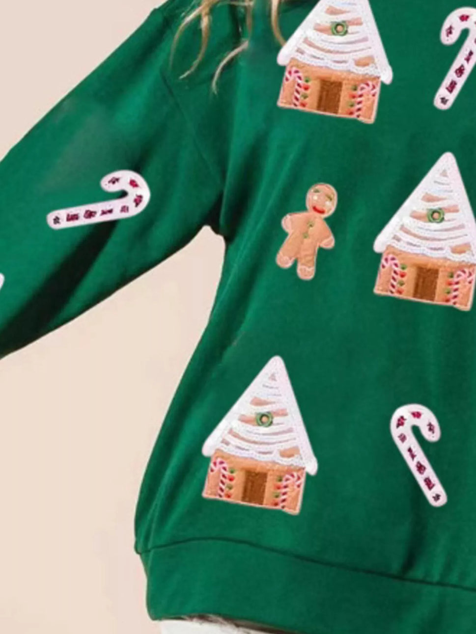 Christmas Gingerbread House Sequin Sweatshirt