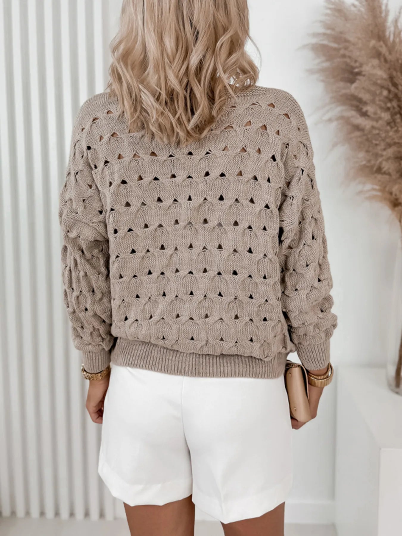 Textured V-Neck Long Sleeve Cardigan