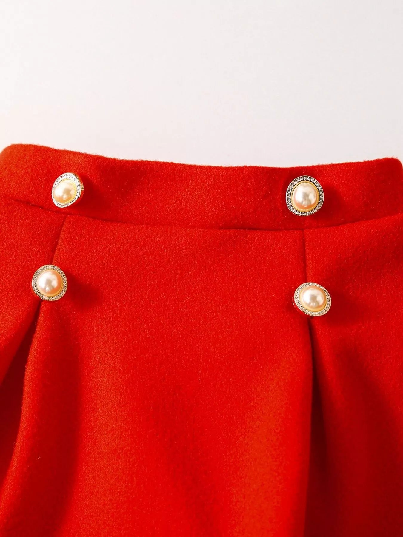 Children's Floral Applique Ribbed Knit Top & Pleated Skirt Set with Hat