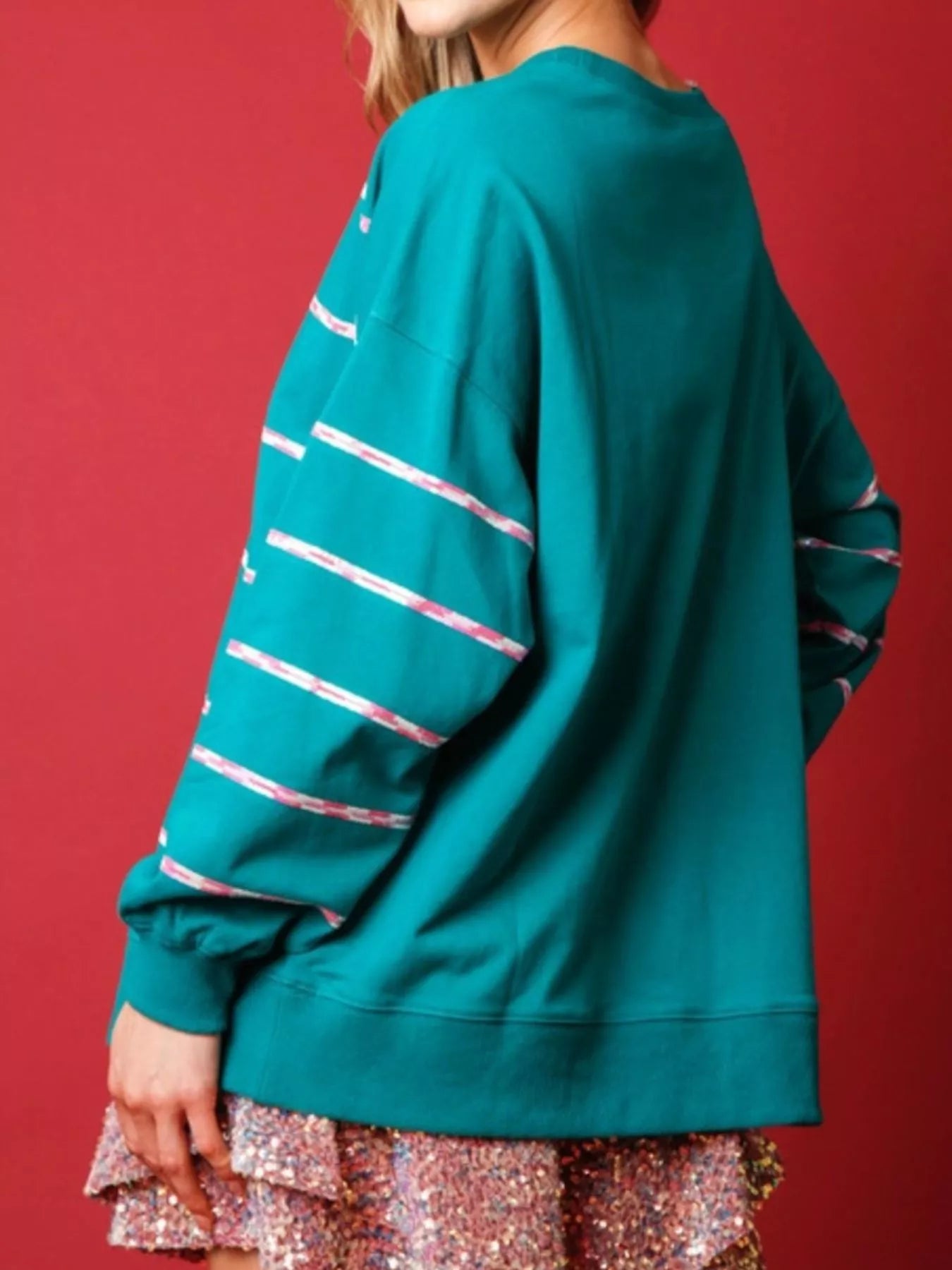 Christmas Santa Striped Long Sleeve Sweatshirt