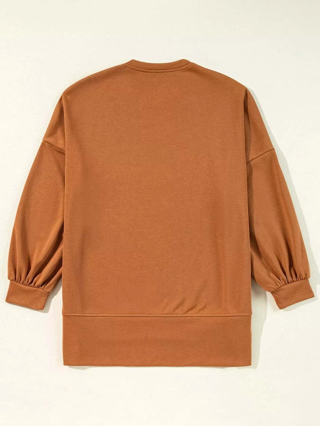Happy Halloween Graphic Notched Long Sleeve Loose Top