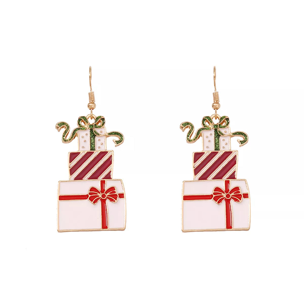 Christmas Gift Box Dangle Earrings