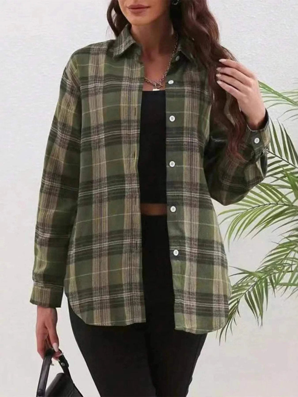 Plaid Button-Down Long Sleeve Shirt
