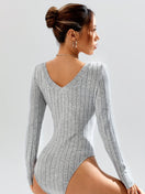 Switch V neck chest-baring striped long sleeves 2 image