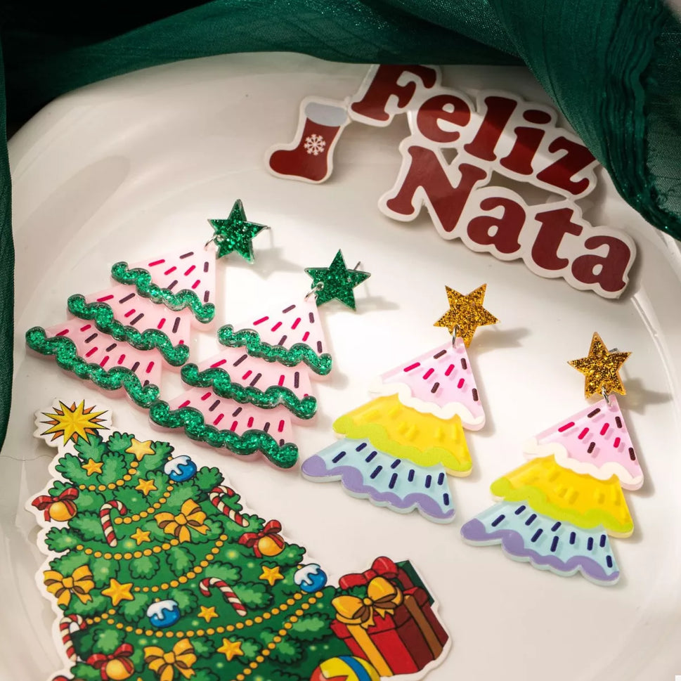 Christmas Tree Dangle Earrings