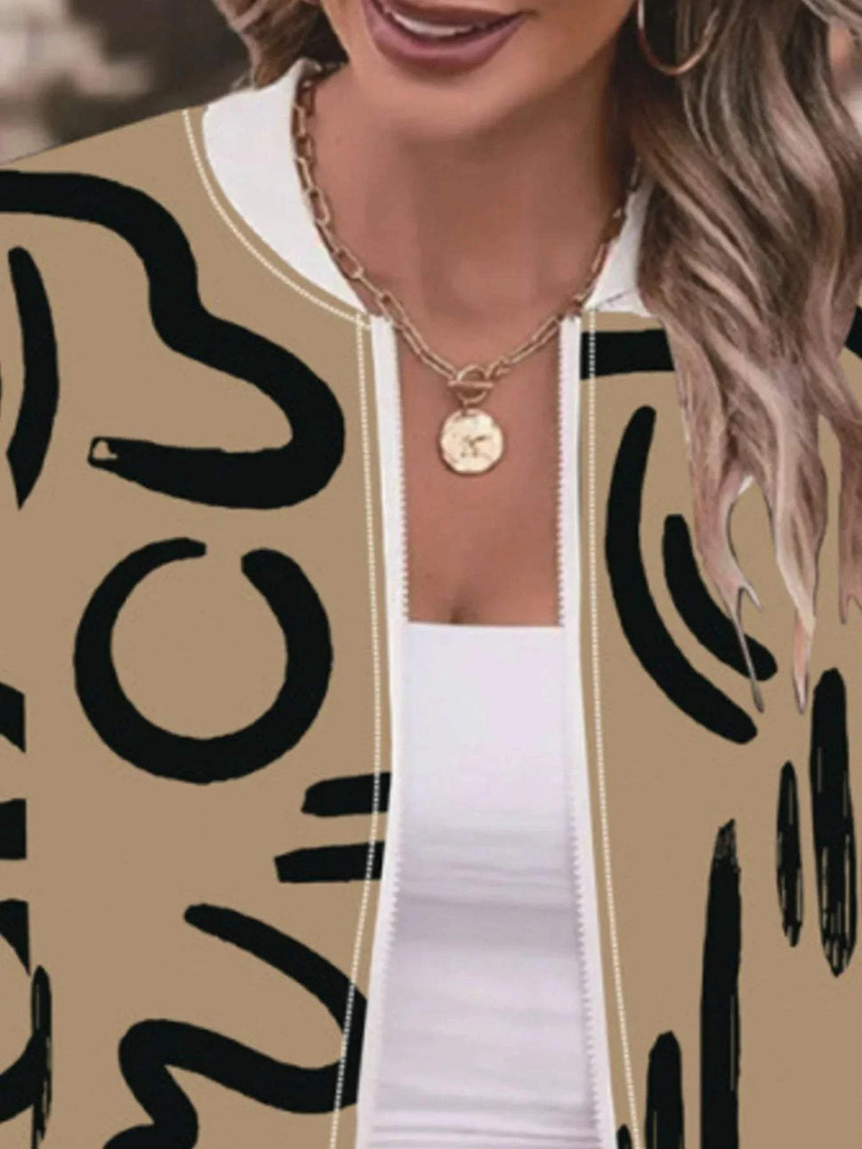 Number Print Zip Up Jacket