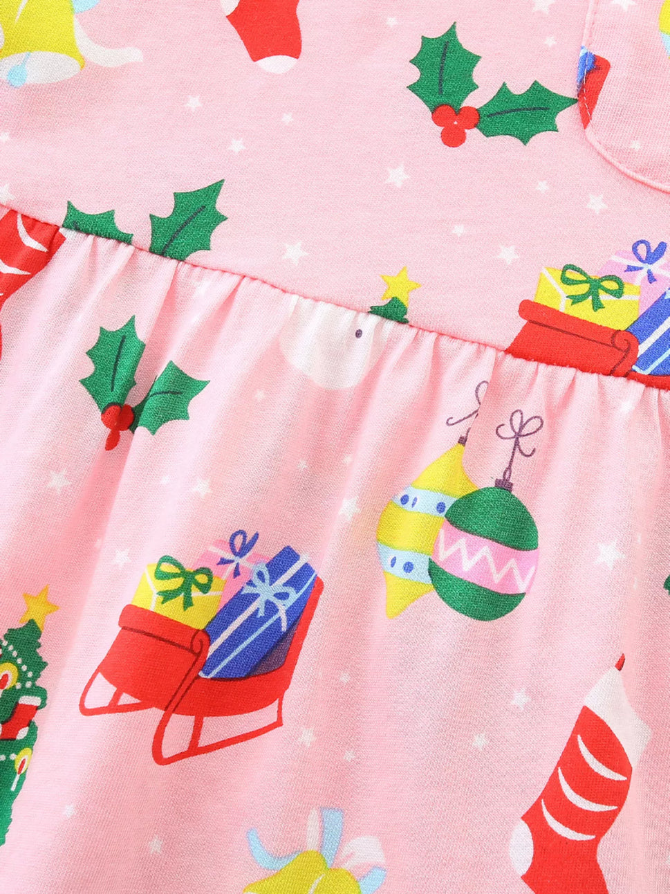 Children's Christmas Print Long Sleeve Casual Dress