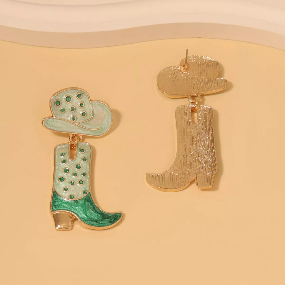Cowgirl Boot and Hat Dangle Earrings