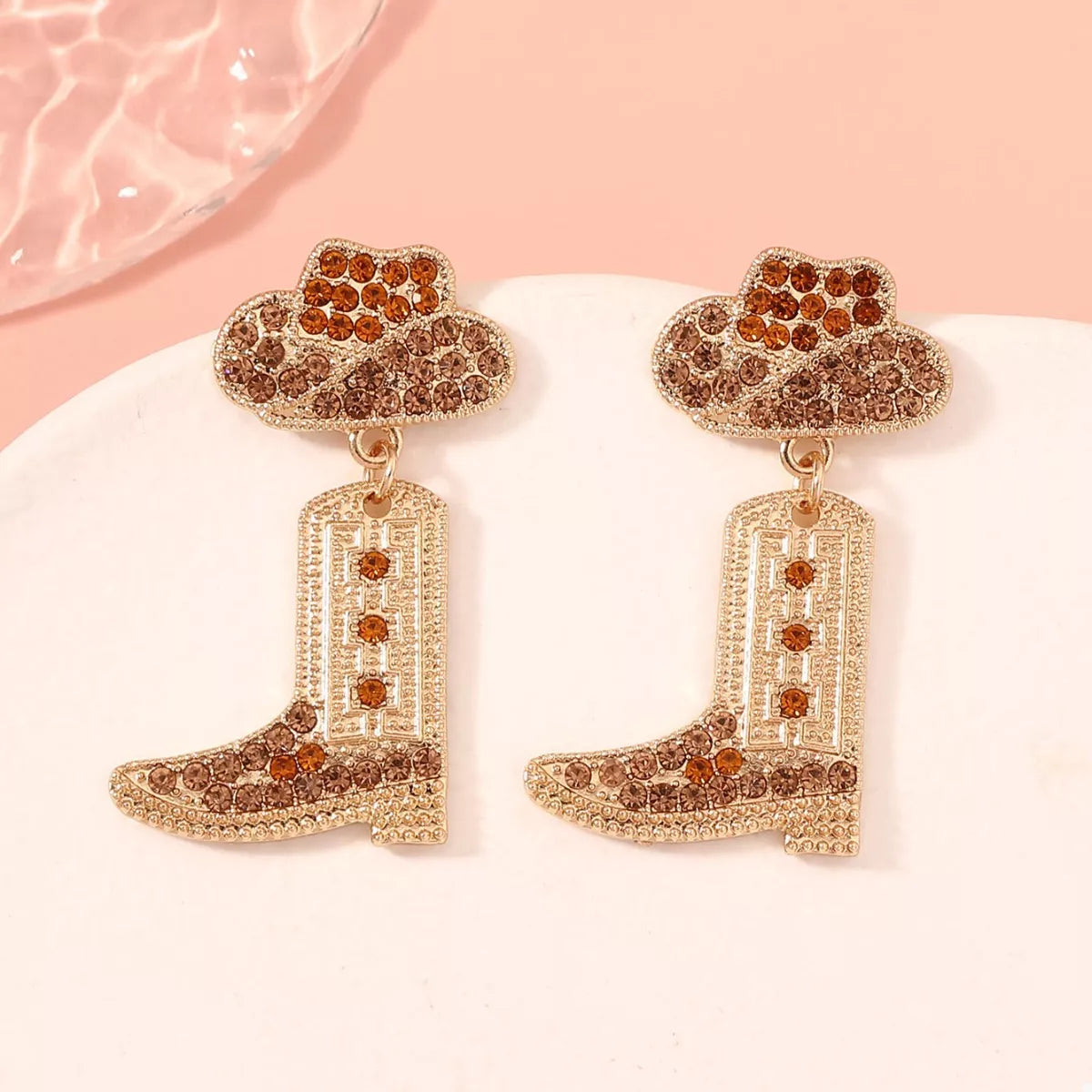 Rhinestone Cowboy Boot Dangle Earrings