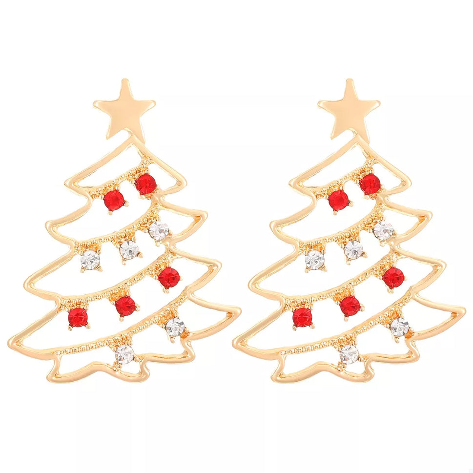 18K Gold-Plated Christmas Tree Earrings