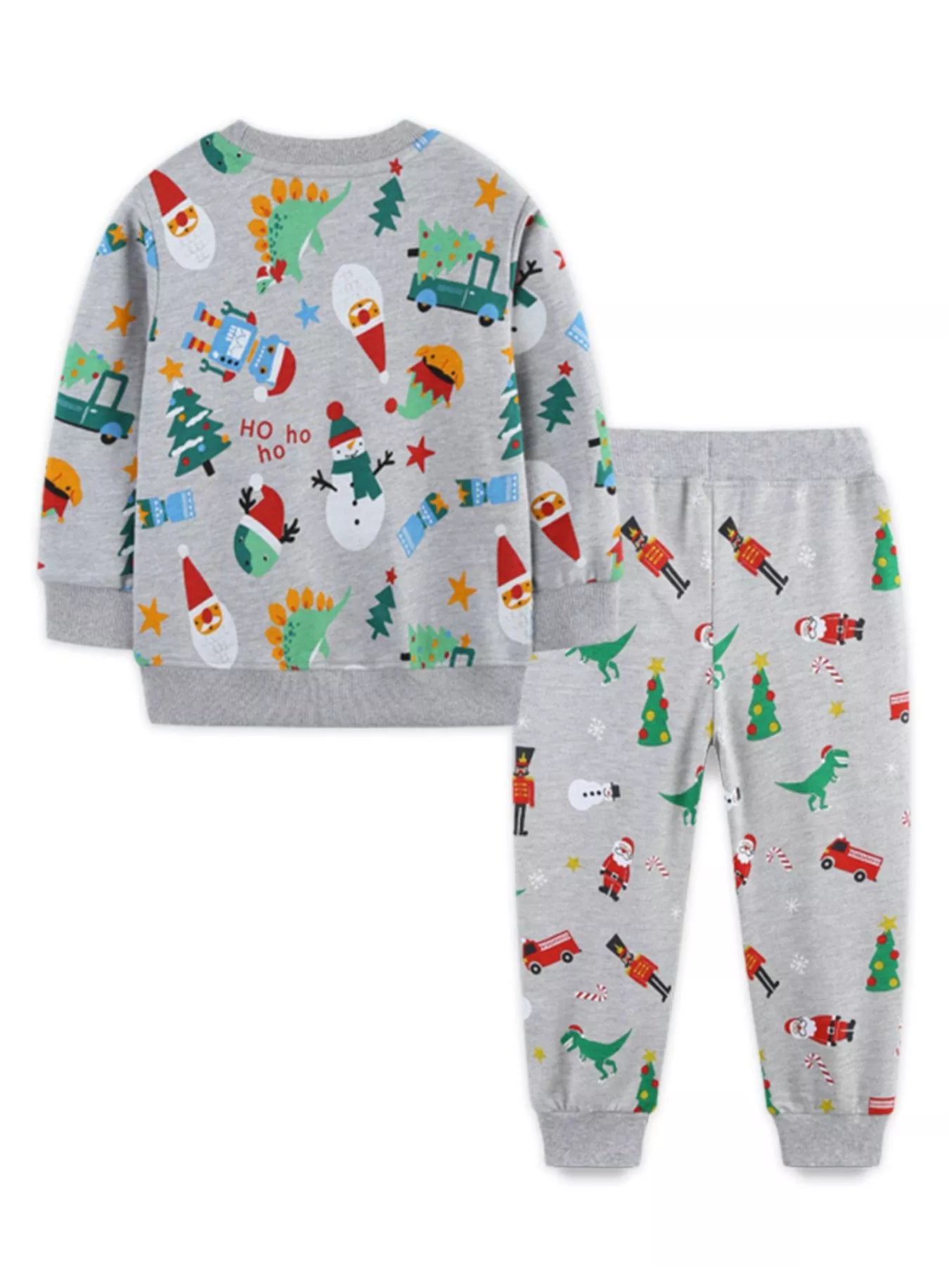 Children's Christmas Print Round Neck Top and Pants Set