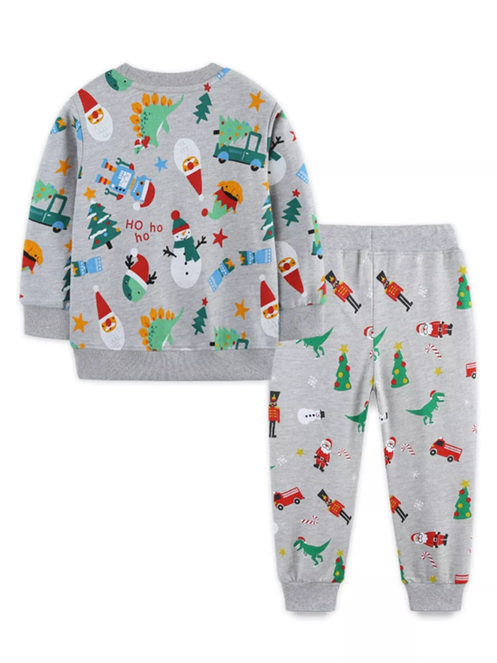 Children's Christmas Print Round Neck Top and Pants Set