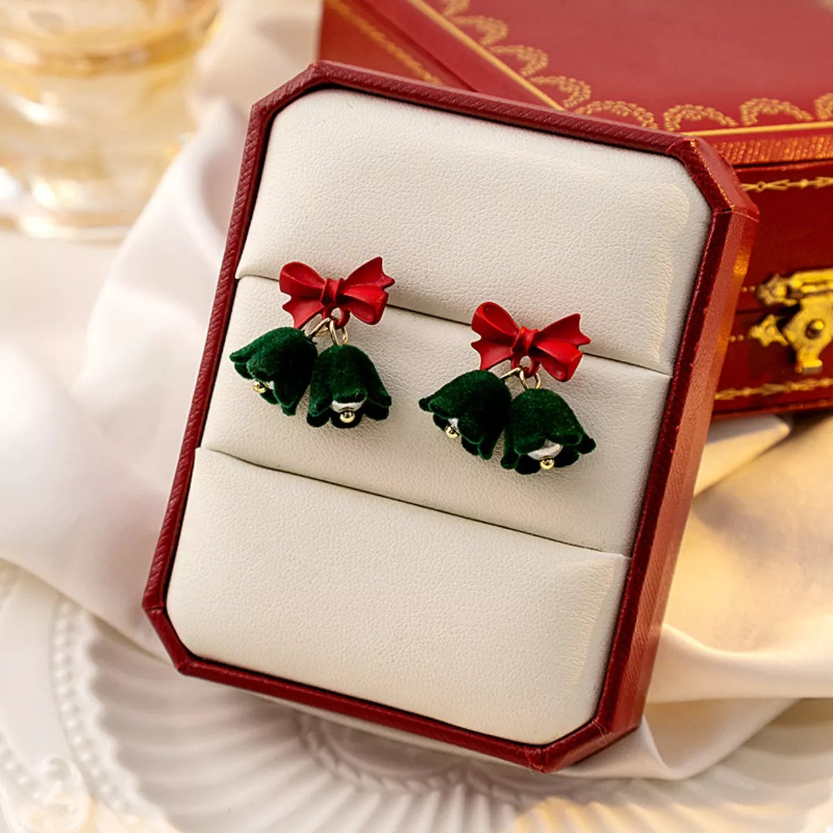 Velvet Bell Earrings with Bow