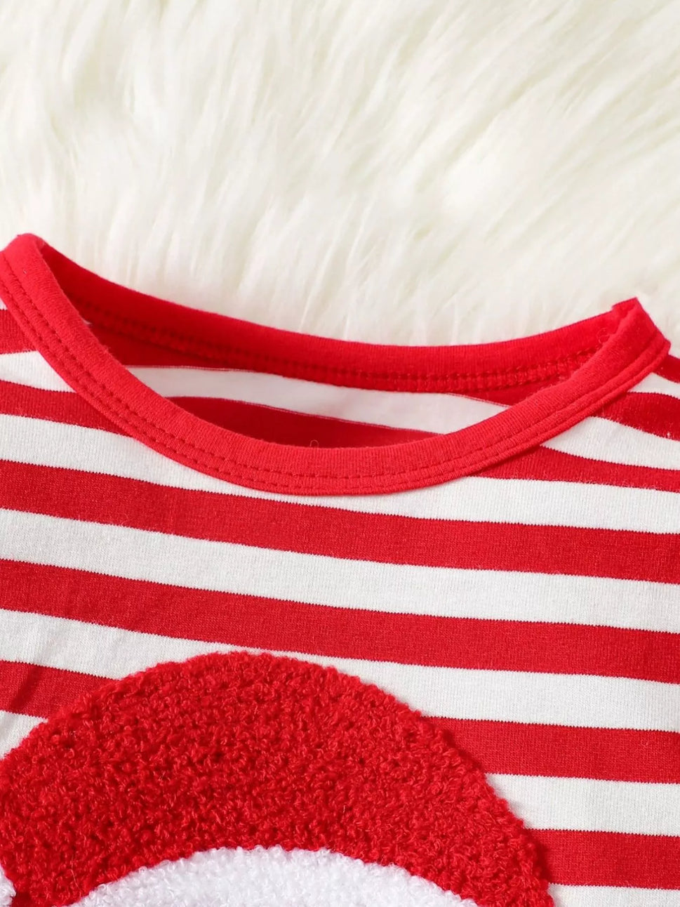Children's Christmas Santa Striped Snapped Legs Jumpsuit