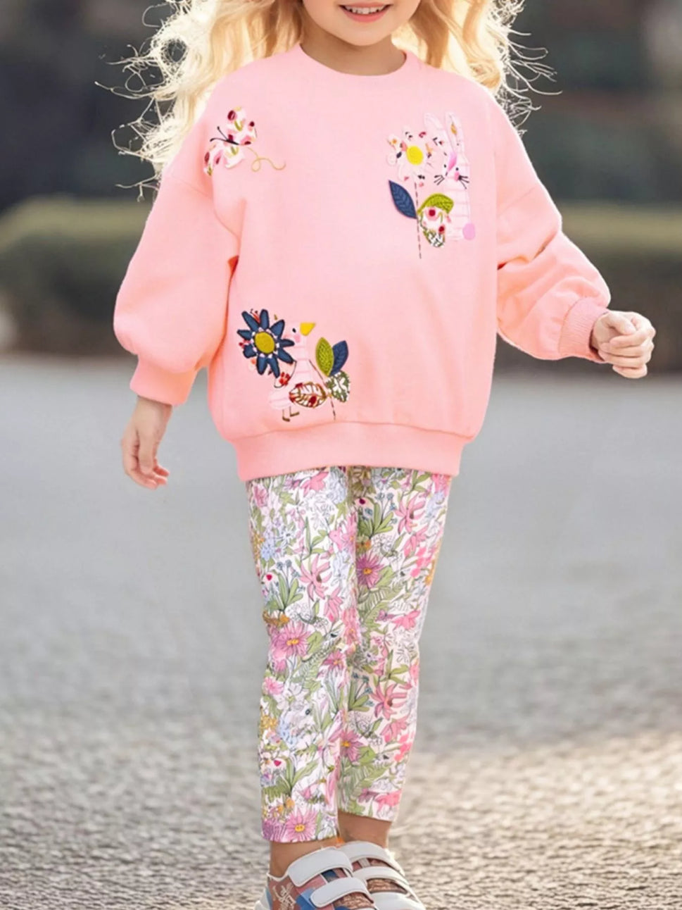 Children's Floral Sweatshirt & Leggings Set