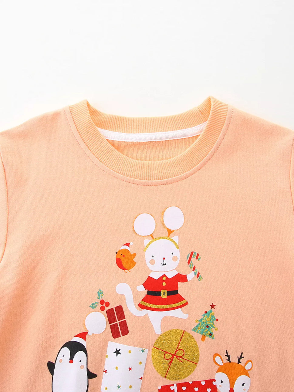 Children's Christmas Print Round Neck Sweatshirt