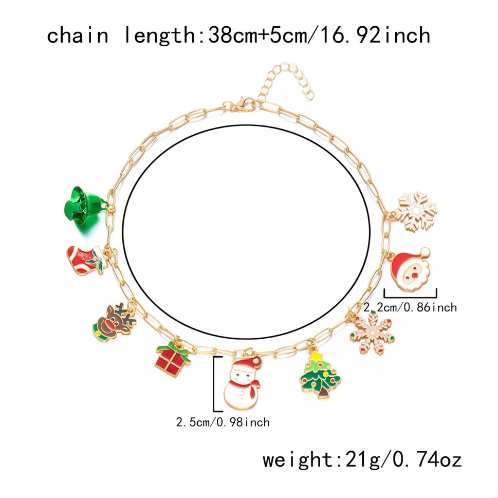 18K Gold-Plated Resin Christmas Theme Necklace