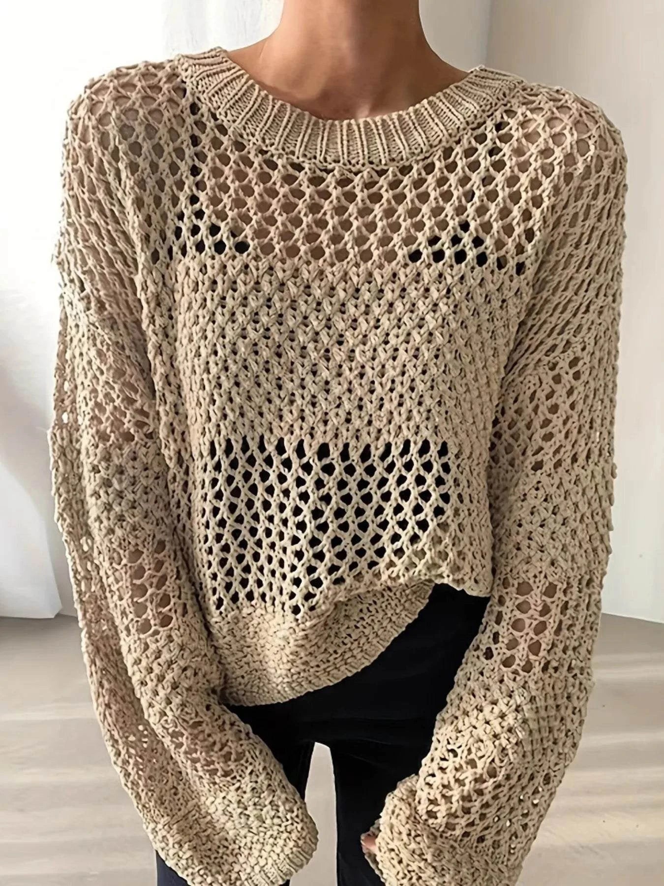 Openwork Long Sleeve Knit Cover Up