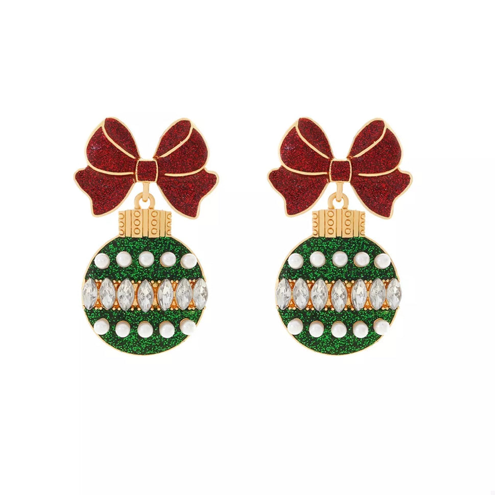 Bowknot Christmas Drop Earrings