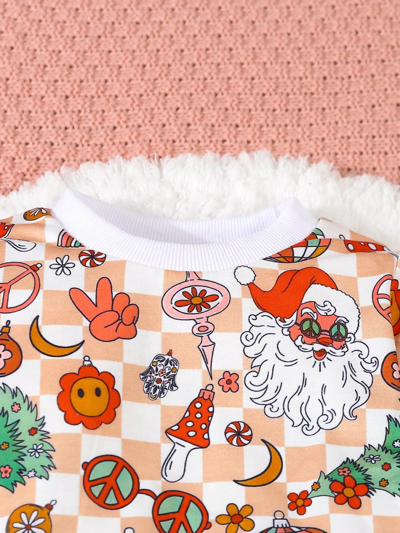 Children's Christmas Santa Print Long Sleeve Set