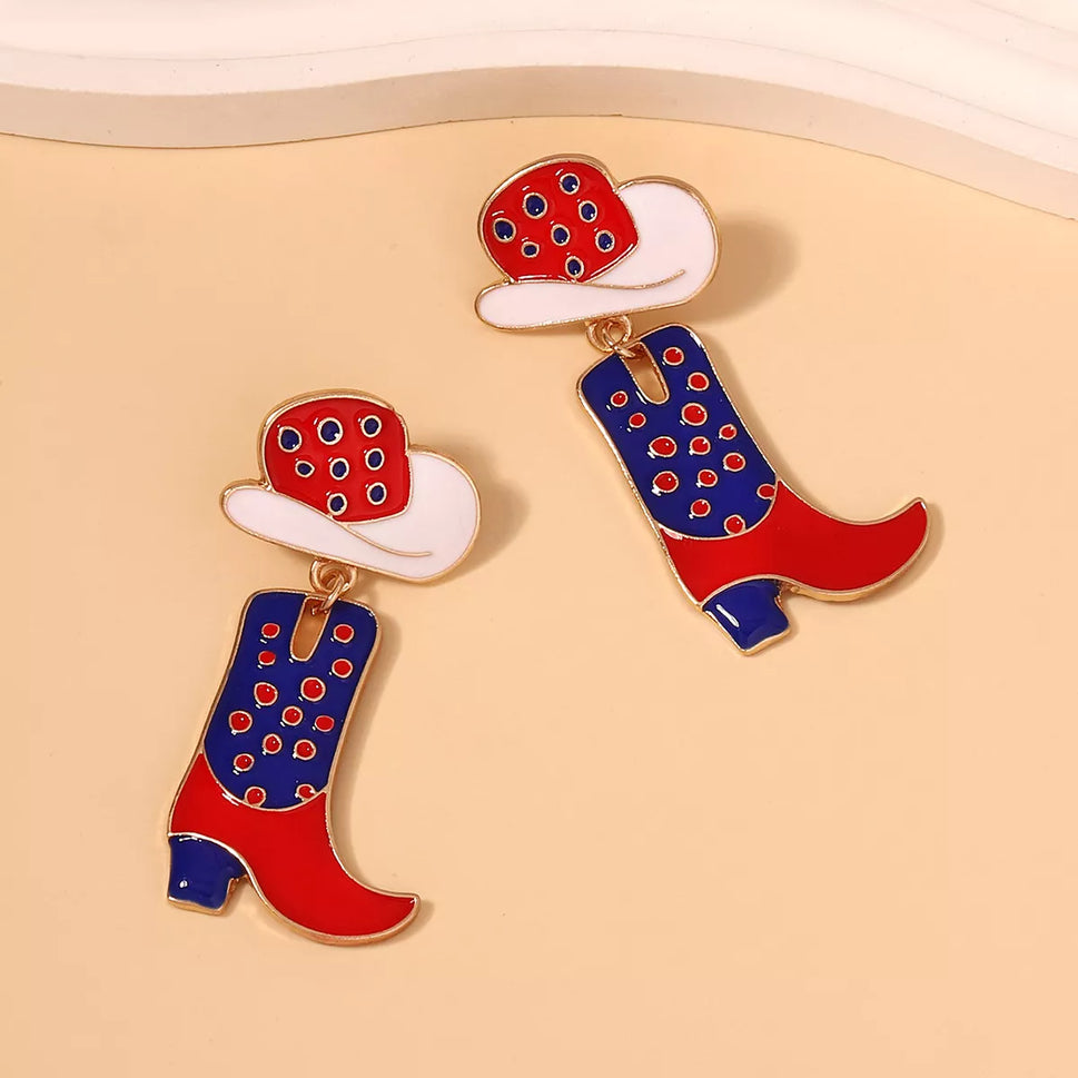 Cowgirl Boot and Hat Dangle Earrings